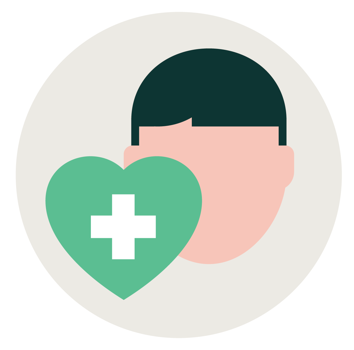 Icon of user head with heart